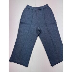 St. John Basics Gray Knit Wide Leg Crop Pants Front Seam Size 4 Made in USA